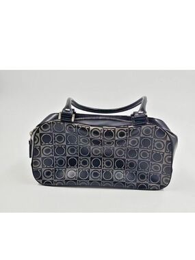 Salvatore Ferragamo Black Logo Pattern Mini Satchel
